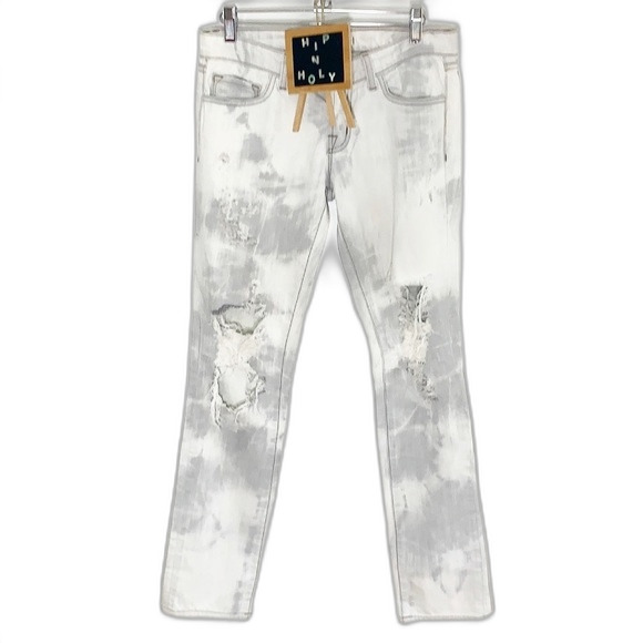 J Brand Zombie Wash Pencil Leg Distressed Denim Jeans Gray White Size 25 - Picture 1 of 13